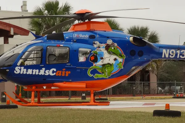 Stock image of a ShandsCair EMS helicopter